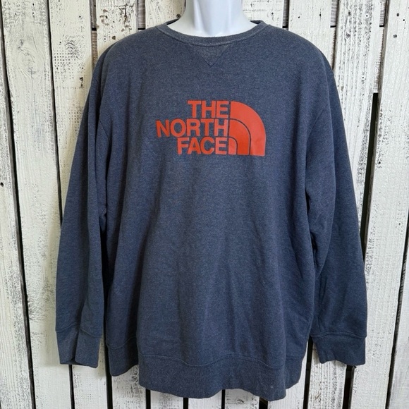 The North Face Sweatshirt Pullover Crew Neck Graphic Logo Mens XL Blue Red - Picture 1 of 10